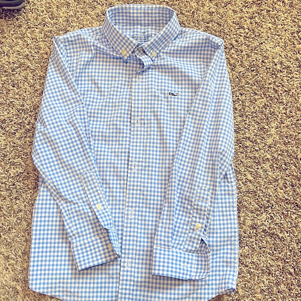 Boys Vineyard Vines Performance Blue Gingham button down